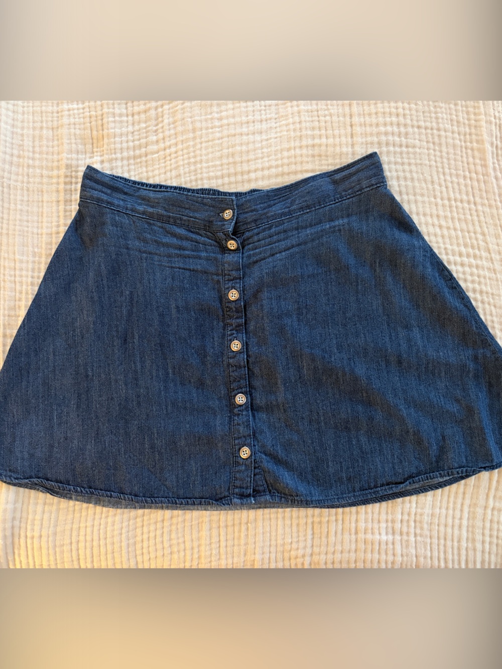 Merona Dark Blue Button-Front Denim Skort